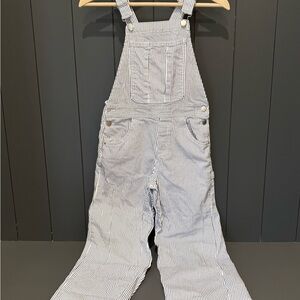 Zara Blue and White Conductor Striped Overalls